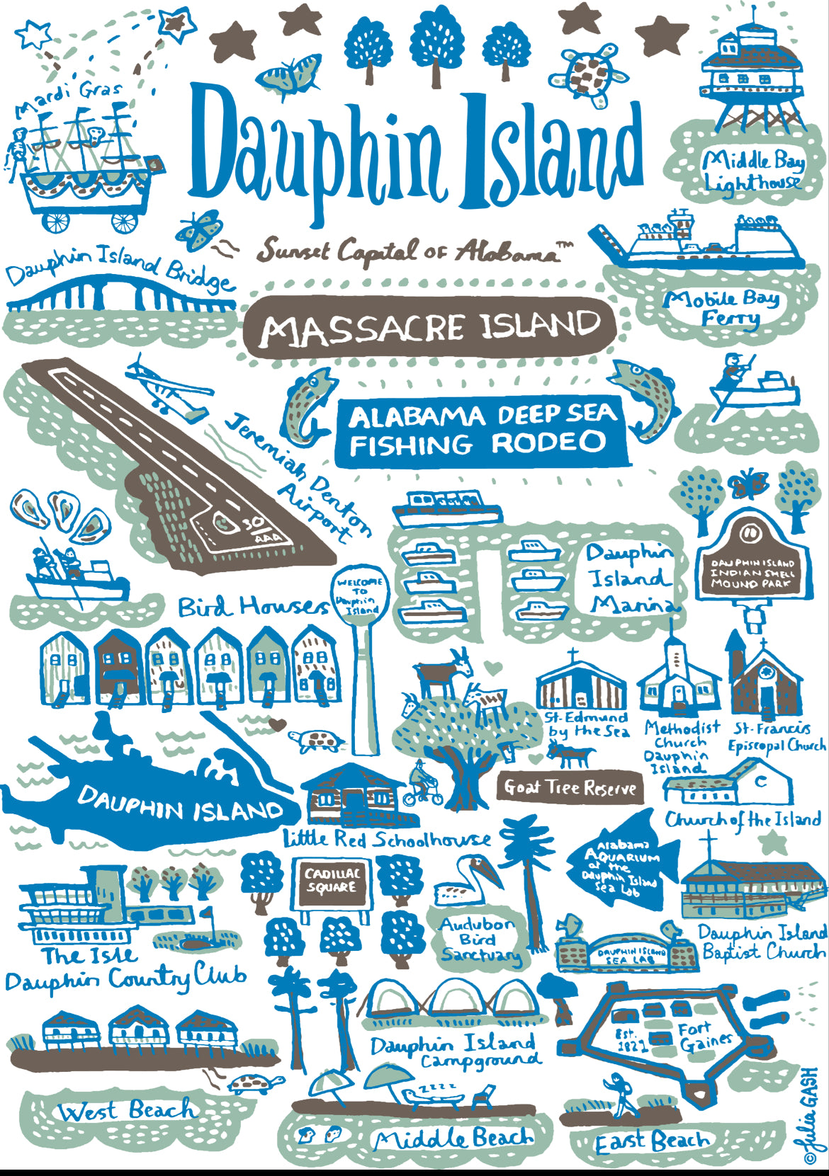 Dauphin Island Collage Sticker